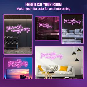 DB Wholesale 27,5 \ "X 12 \" Pink LED Neon Sign Elegante decoración de pared para bodas Grandes luces de neón con control remoto - Product Image 6