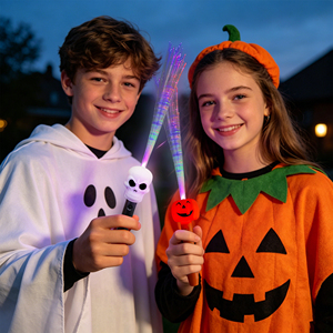 Varita de Fibra Óptica LED Brillante para Fiesta de Halloween, Desfile Nocturno, Truco o Trato, Certificada por ASTM y CPSIA, con Diseño de <span class=keywords><strong>Calabaza</strong></span> y Calavera - Product Image 3