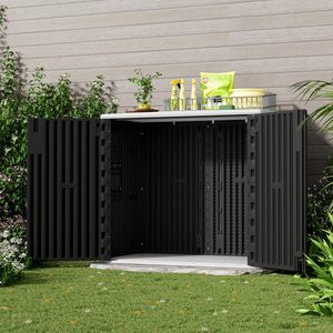 Lưu trữ đổ Kit nhà máy bán buôn thực tế nhựa ngoài trời công cụ làm vườn và xe đạp nhựa lưu trữ đổ Kit <span class=keywords><strong>bin</strong></span> với kệ - Product Image 5