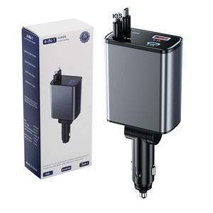 Pd 78w 고속 충전 4 in 1 개폐식 USB 자동차 충전기 유형 C 어댑터 휴대 전화 USB 케이블이있는 자동차 충전기 - Product Image 1