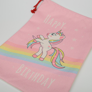 Grand sac cadeau en lin naturel 33x42cm avec cordon de serrage pour sublimation, idéal pour les décorations de fête, les anniversaires d'enfants, mignon et abordable - Product Image 3