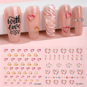 5D 입체 블루 투명 크리스탈 인조 보석 팝 골드 포일 스탬핑 디자인 네일 참 DIY 네일 아트 스티커 네일 데칼 - Product Image 5