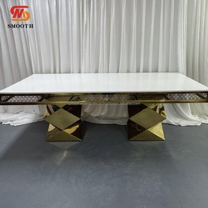 Mesa de Boda Elegante y Moderna de Acero Inoxidable Dorado para Novios, Mesa de Comedor para Restaurante de Hotel de Lujo - Product Image 2