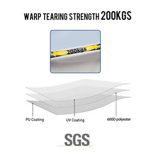 HOMFUL 8'x91-96 "x 54" Tissu 600D 4 Bow Bimini Top Aluminium Tube Rond Auvent de Bateau pour Bateaux - Product Image 3