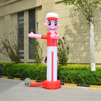 Costume de mascotte gonflable en tissu Oxford Longgang Waiter Boy Waving Character - Durable, résistant au soleil, couleurs personnalisables pour