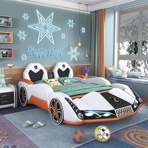 New-style Sports <b>Car</b>-shaped Children's <b>Bed</b> <b>Boys</b> 1.2m/1.5m Guardrails Creative Solid Wood Cartoon Daybed Modern Bedroom - Product Image 3