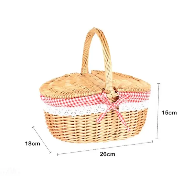 Set Da Picknick Campeggio Per Famiglie Cesto Rotan Di Vimini 2 Cestino In Legno Con Patatina Wicket Porta Vino