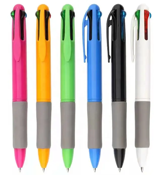 Zeamor School Stationery 4 In 1 Multi Color Logo Custom 4 Color Ballpoint Pen For Office Supply