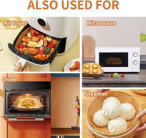 Air Fryer Filter Paper Disposable Paper Air Fryer Accessories Air Fryer Paper Sheet Food <b>Silicone</b> Offset Printing Virgin Coated - Product Image 4