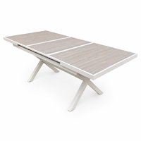 Table à manger extensible automatique en aluminium, gain de place, plateau à lamelles à transfert de chaleur, pour patio, jardin, intérieur et extérieur