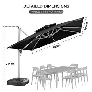 Sombrilla de <span class=keywords><strong>Patio</strong></span> en Cantilever HANYI, la Más Vendida, Parasol Cuadrado para Exteriores con Apertura Manual, Altura Ajustable de 3m, para Jardín o <span class=keywords><strong>Patio</strong></span> - Product Image 5