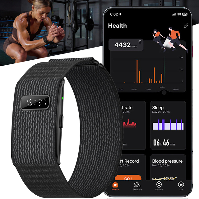 New Fitness Tracker No Display Smart Bracelet 24H Blood Oxygen HRV Monitoring GPS Running AI Health Report With Littel Screen