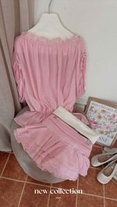 Conjunto de 2 Piezas de Shorts al por Mayor, Conjunto de Velo Rosa Bochum, Estilo Informal + Short, Estilo Dulce, 100% Poliéster Chifón, Uso Diario - Product Image 6