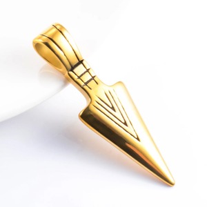 Collier avec pendentif lance en acier inoxydable pour hommes, couleur or et argent, accessoires pour hommes, mode Hip Hop, collier en métal, bijoux, cadeau - Product Image 4