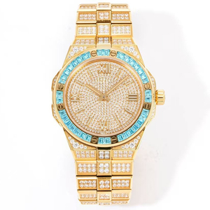 Reloj de Alta Gama para Hombre, Diseño de Autor, Automático, con Zafiro Luminoso, Correa de Oro Rosa Integrada, Incrustaciones de Moissanita Azul - Product Image 1
