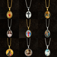 Pendentif personnalisé en acier inoxydable, croix, Vierge Marie, Jésus, Madone noire, collier étincelant pour hommes et femmes, mode chrétienne
