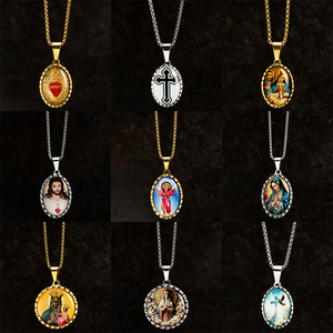 Giveluck Custom Roestvrij Staal Kruis Hanger Maagd Mary Jesus Zwart Madonna Sprankelende Ketting Voor Mannen Vrouwen Christelijke Mode - Product Image 4