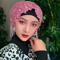Ensemble Foulard et Turban Perlé Fait Main de Style Malaisien Traditionnel en Gros