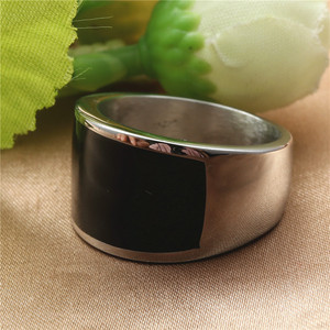 Titanium Steel Black Epoxy Resin <b>Ring</b> Geometric Unisex Fashion Jewelry Gift - Product Image 2