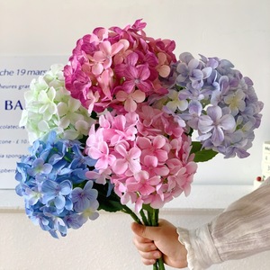 Fleurs d'hortensia artificielles Qingyu Chronicle en polyester imprimées en 3D, violet, rose, bleu, blanc, pour mariage, décoration intérieure, bouquet de bureau - Product Image 1