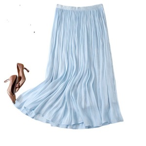 <span class=keywords><strong>Jupe</strong></span> longue trapèze confortable taille haute pour femme avec ceinture élastique – Collection été - Product Image 6