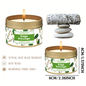 Itens de Presente para Eventos com Frete Grátis, Velas Aromáticas Orgânicas de Sálvia de 3OZ, Lembranças de Casamento para Convidados - Product Image 2