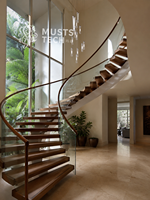 Escalier Courbé Sur Mesure Haut de Gamme pour Villa Designer – Production OEM/ODM