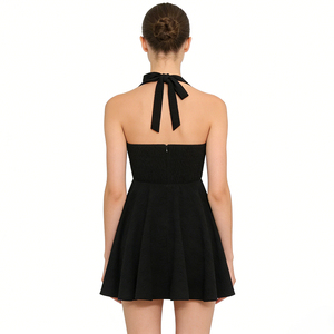 <span class=keywords><strong>Robe</strong></span> d'été élégante pour femme, mini-<span class=keywords><strong>robe</strong></span> évasée texturée à col halter, <span class=keywords><strong>robe</strong></span> <span class=keywords><strong>de</strong></span> soirée style sweetheart - Product Image 4