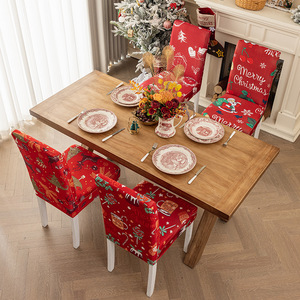New Art Deco Christmas <b>Chair</b> <b>Covers</b> & Festive Tablecloth Decorative Dining Elastic Back Multi-piece Package Milk-Silk - Product Image 3