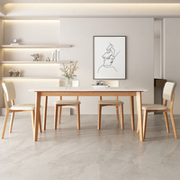 Ensemble Table et Chaises de Salle à Manger Rectangle en Marbre et Bois Massif, Style Nordique Luxe Moderne, 4 à 6 Places, Meubles Complets Petits, Designs Minimalistes