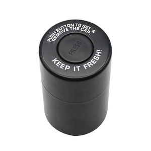 Black Cylinder <b>Plastic</b> Jar with Snap Top Lid Press Button Seal Can Bottle for 3.5g 1lb Dry Herb Food <b>Storage</b> Keep It Fresh Desig - Product Image 1