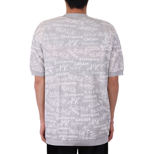 OEM y ODM personalizado Hombres Suéter de manga corta 3D Carta Jacquard Prendas de punto Jersey de cuello redondo Suéter de diseñador para hombres Camiseta - Product Image 2