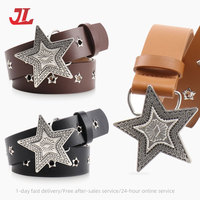 Ceinture JULUN pour femme, style punk, accessoire Spice Girls, avec œillets ajourés, polyvalente pour jeans, motif étoile à cinq branches