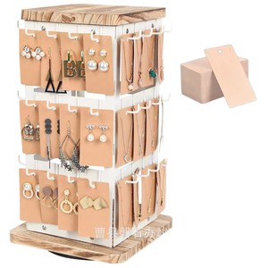 Support de rangement rotatif en bois pour bijoux, 3 niveaux, pour boucles d'oreilles, colliers, présentoir pour bijoux - Product Image 5