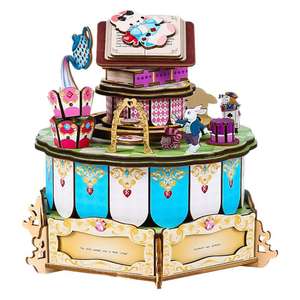 Boîte à musique de château de fête du thé fantastique et amusante, d'inspiration vintage, à assembler soi-même, cadeau fait main pour la décoration de la maison - Product Image 1