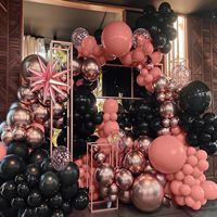 Ensemble de décorations personnalisées de 12 pouces en or rose et ballons noirs pour la fête de mariage, les fiançailles, les anniversaires