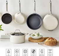 Set Peralatan Masak Aluminium Klasik Kustomisasi Langsung dari Pabrik, Panci dan Wajan Anti Lengket Keramik Induksi dengan Gagang SS untuk Memasak