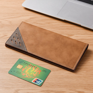 Vintage Distressed PU Open Long Bifold Wallet for Men Multi-Card <b>Holder</b> Business Wallet Color Blocking RFID Blocking Large - Product Image 4