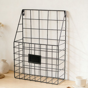 Nordic Style Wrought Iron Wall Mounted Magazine <b>Rack</b> 1 Tier Durable Storage Basket For <b>Kitchen</b> Living Room - Product Image 2
