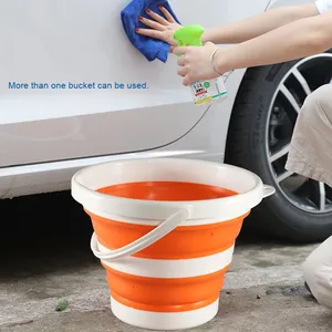 Seau pliable multifonctionnel en silicone et plastique de 3L, 5L, 10L pour le camping, la pêche, le lavage de voiture en plein air - Product Image 4