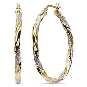 Pendientes de Aro E445 Dorados, Aleación de Zinc, Joyería Clásica de Moda para Mujer, Diseño Trenzado Chapado en Oro - Product Image 3