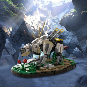 Funbuild Saber-Toothed <strong>Cat</strong> Machine Model Building Block MOC-115168 Horizon Sawtooth with Stand Game Robot Toy Block Bricks - Product Image 3