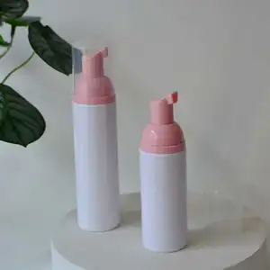 Bouteille de mousse de savon en plastique blanc avec pompe rose bouteilles de nettoyant pour cils vides distributeurs de savon moussant rechargeables bouteille de savon de voyage