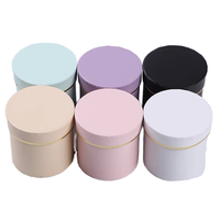 Boîte à fleurs ronde personnalisée en velours avec couvercle Boîte-cadeau de luxe en papier rigide Boîtes en papier avec logo en feuille d'or laminage film mat