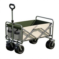 Chariot pliable robuste en acier à quatre roues pour extérieur, plage, pêche, pique-nique, camping, courses et transport d'outils