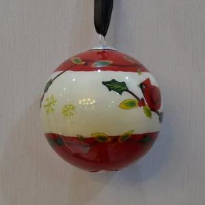 Fine Large Custom Christmas Glass Ball Ornament With The Inside Painted Pattern
