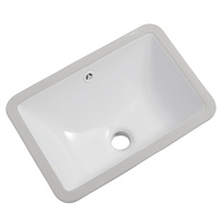 Évier de salle de bain en céramique rectangulaire moderne à encastrer, surface lisse et émaillée, pour hôtels et usage commercial, directement de l'usine