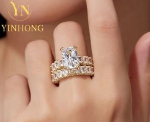 Joyería nupcial de boda de diseño único personalizada, banda de eternidad helada de Plata de Ley 925 con certificado Gra - Product Image 6