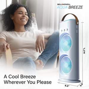 Aire Acondicionado Portátil de Escritorio, Ventilador de Doble Cabezal Recargable por USB, Ventilador Nebulizador, Enfriador de Aire Oscilante con Luz LED - Product Image 2