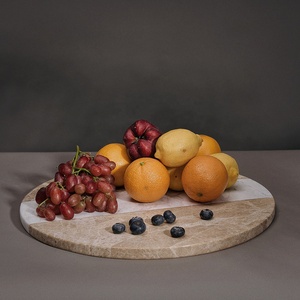 Vente en gros de plateau de luxe en pierre naturelle pour <span class=keywords><strong>brunch</strong></span> dîner snack buffet de fruits assiette de service plateau rond en marbre - Product Image 1